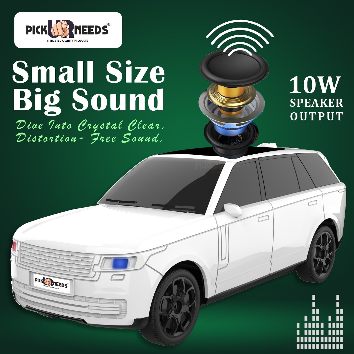 Pick Ur Needs Car Design Wireless Speaker USB / TF Card / FM Support RGB Light 1200mAh Battery 10 W Bluetooth Speaker